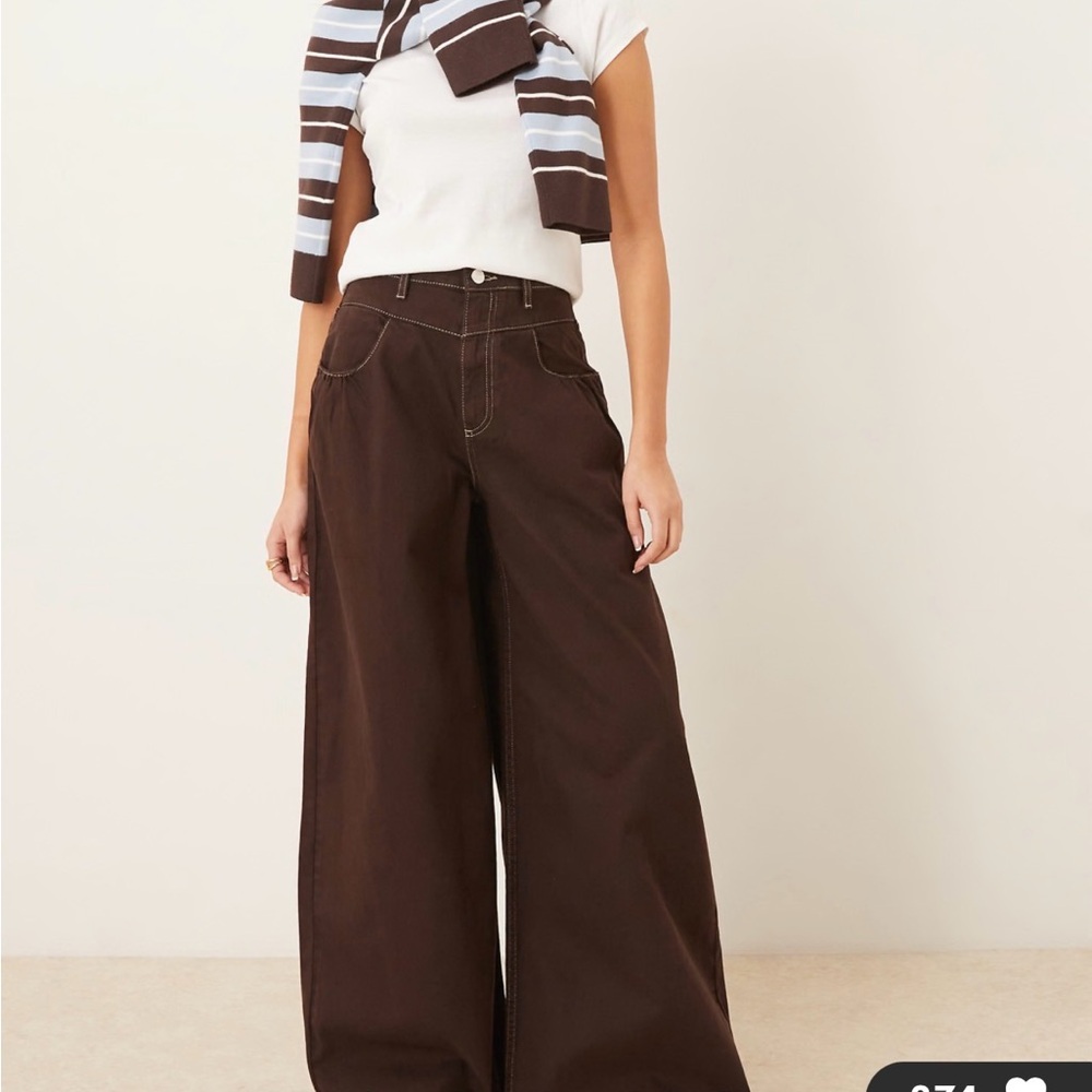Wide Leg High-Rise Women’s Jeans - Brown
